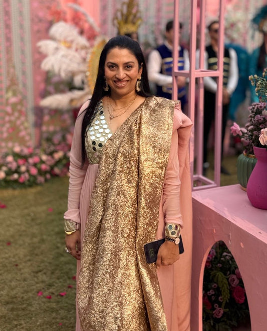 Hand Emroidered Mirror work Anarkali with Concept Dupatta