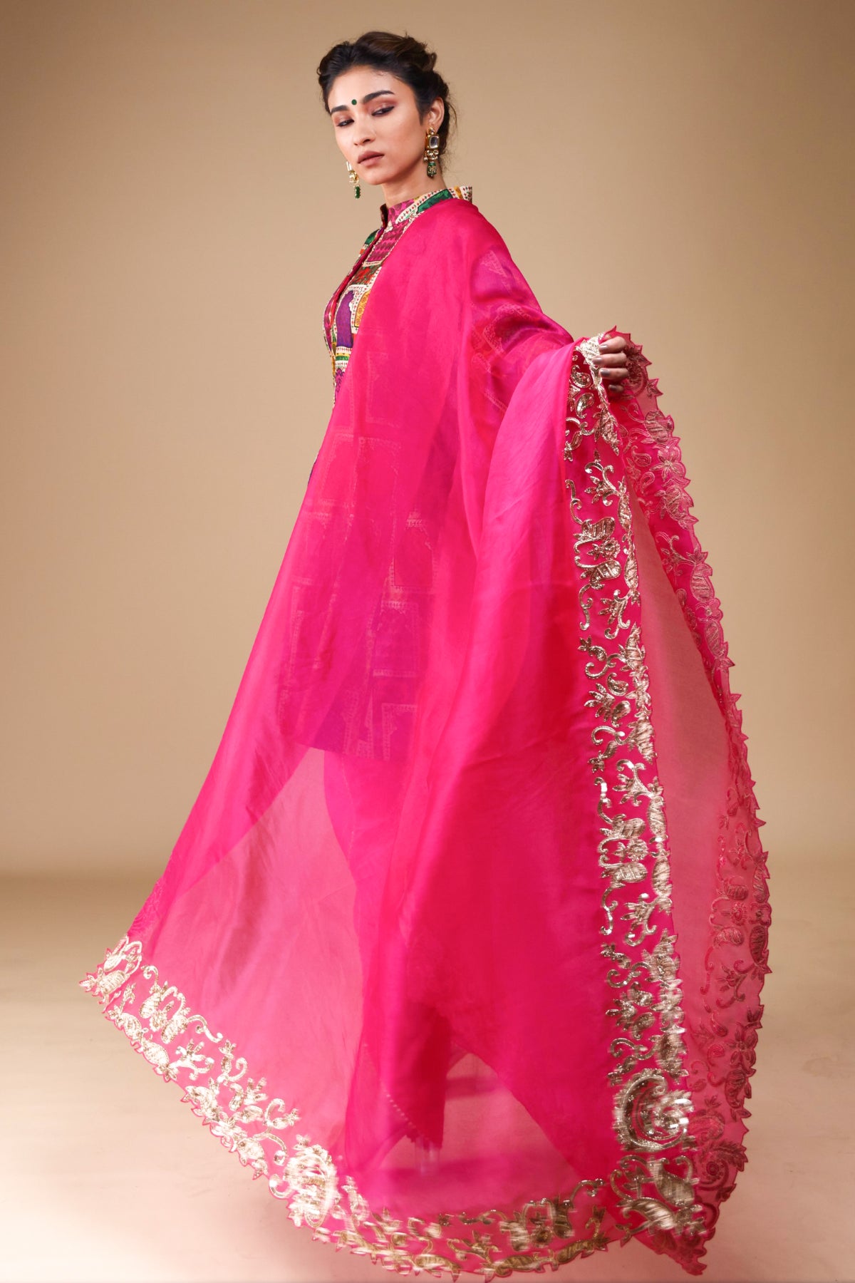Zara Kalidar Kurti With Tulip Pants And Zardosi Dupatta Set
