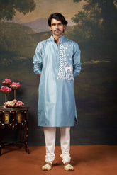 Hand-Embroidered Kurta with Pyjama image 0