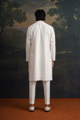 Ivory Hand-Embroidered Zari Work Logo Kurta with Matching Pant image 1