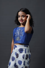 Hand Embroidered Crop Top With Pleated Pants image 3