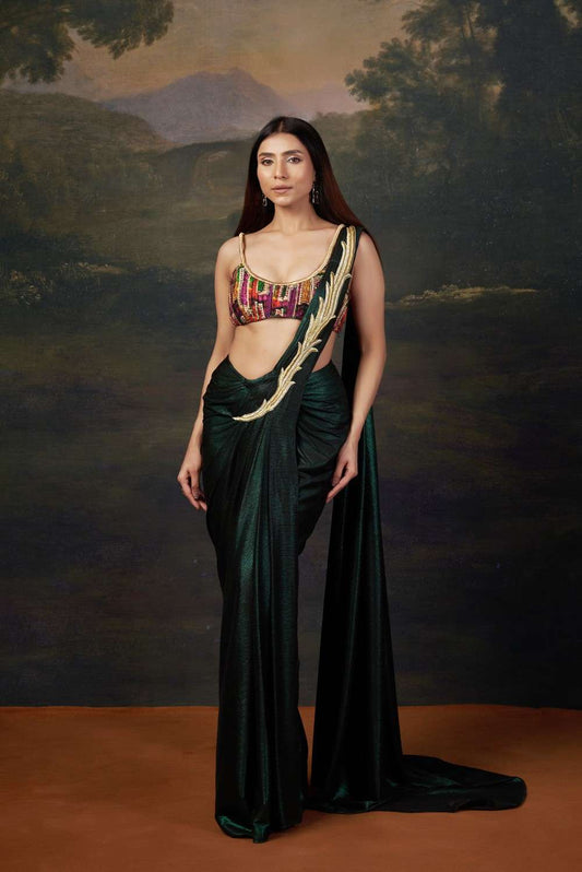 Intricate Handwork Pre-Draped Saree image 0
