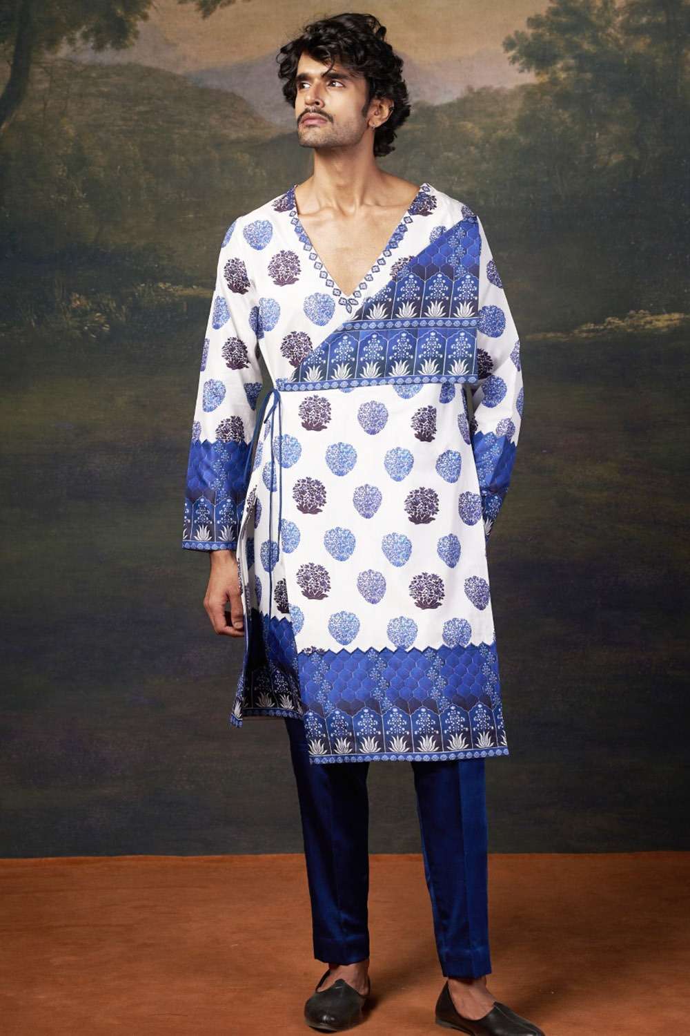 Stylish Angrakha Kurta Set image 0