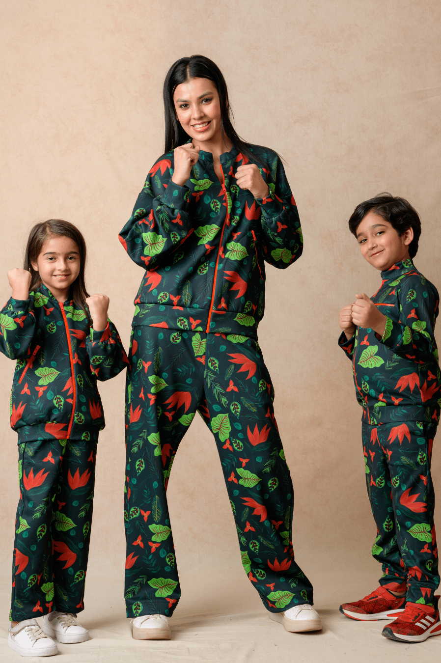 Flaming Lily print twinning set for Mom + Daughter + Son image 0