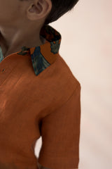 Squash color silk sibling set for Sister + Brother image 10