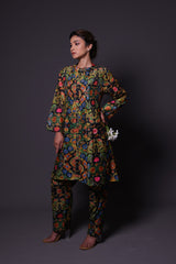 Printed Pin-Tuck Kurti with Hand Embroidery image 1