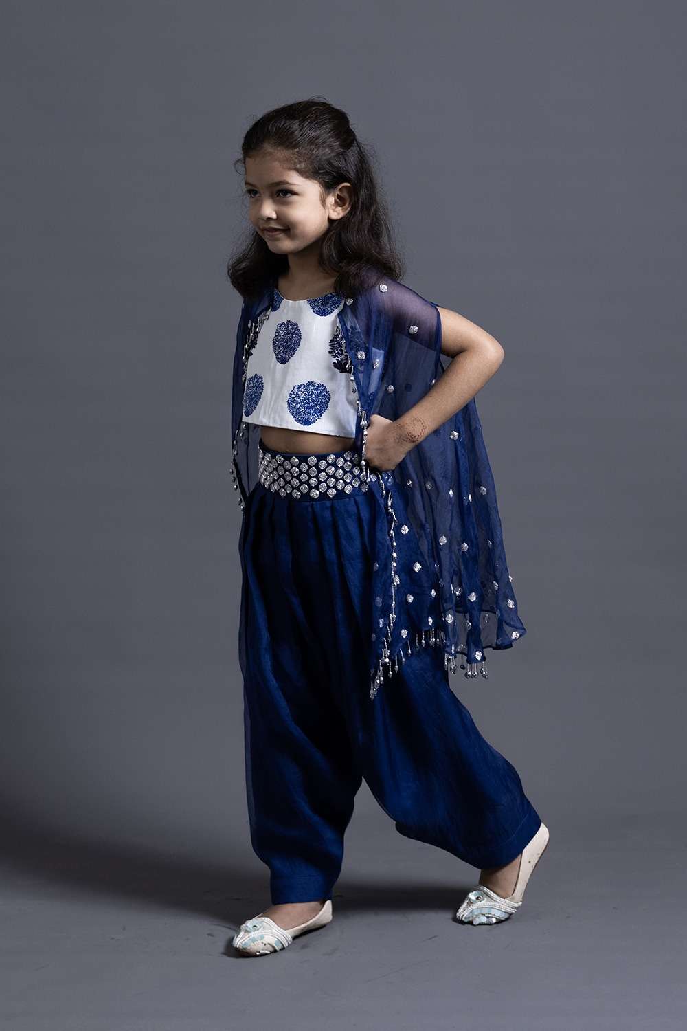 Neeli Buti Zardozi Work twinning set for Mom + Daughter image 1