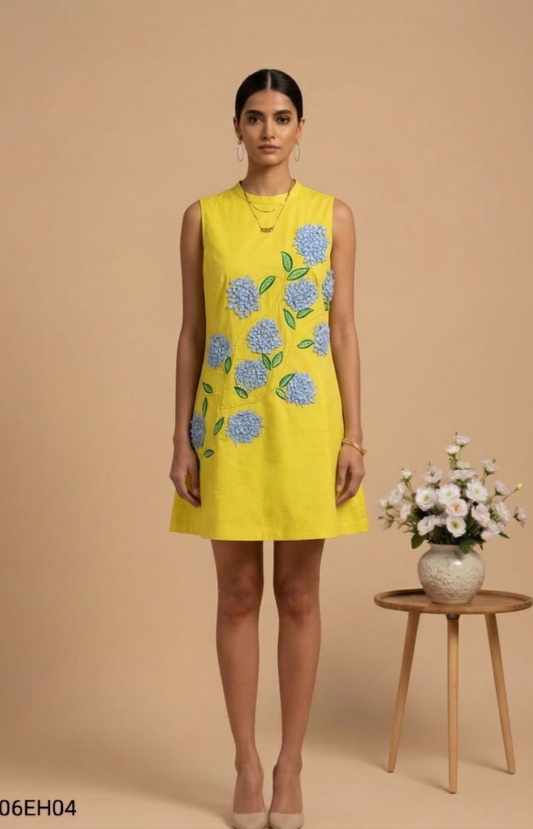 Lumina — Hand-Embroidered Poplin Floral Dress Set