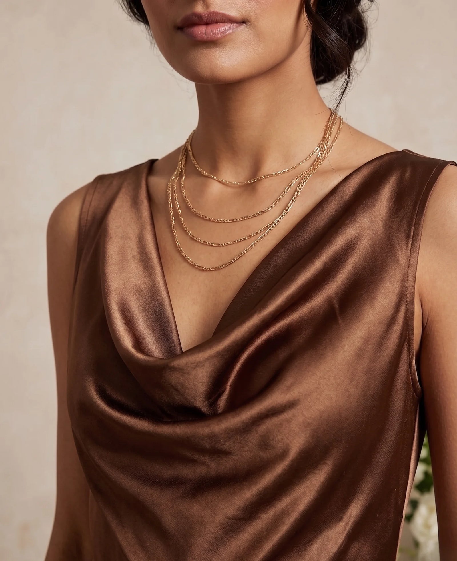 Vesper - Brown Tailored Imported Satin Jumpsuit