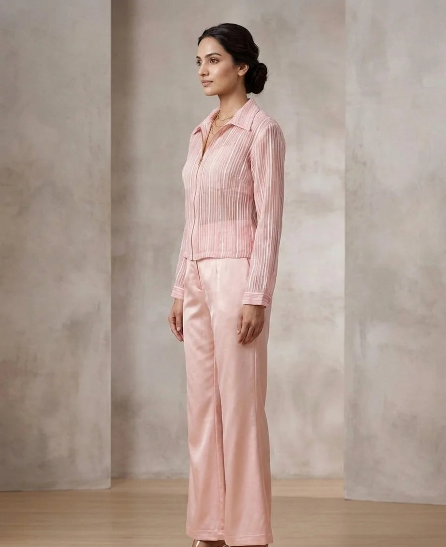 Aura — Embroidered Satin & Organza Co-ord Set
