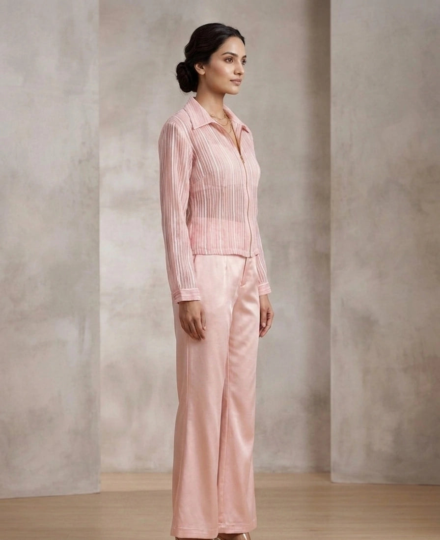 Aura — Embroidered Satin & Organza Co-ord Set
