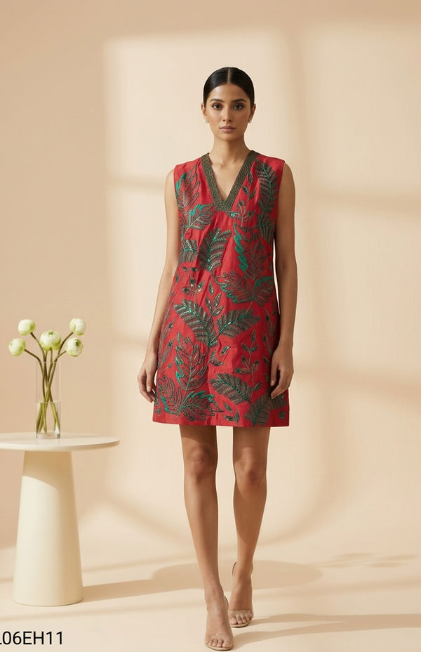 Viva — Embroidered Chanderi Cotton Dress