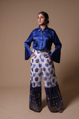Hand Embroidered Flared Pants With Shirt image 0
