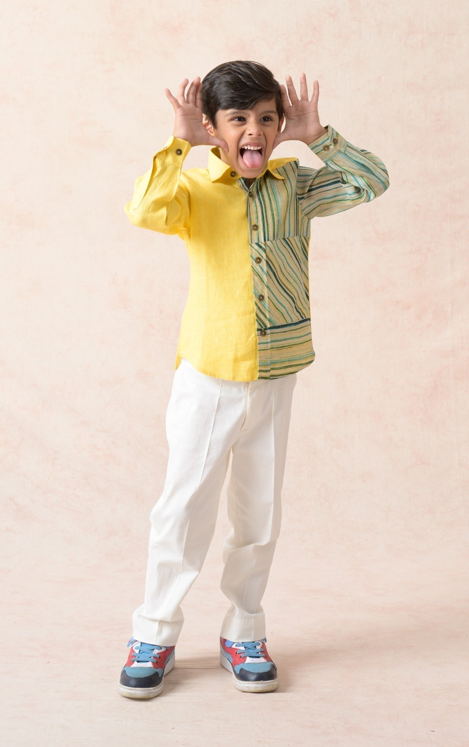 Linen panel stripes shirt image 1