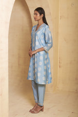 Hand Embroidered leatherite work kurta with pant image 3