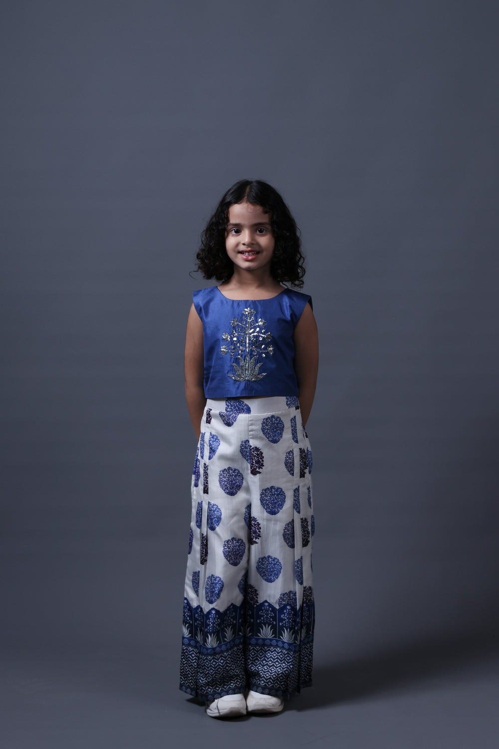 Hand Embroidered Crop Top With Pleated Pants image 8