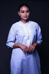 Blue and White Stripes Print Kurta with Palazzo image 4