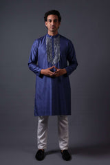 Neeli buti Hand Embroidered twinning set for Father + Daughter image 1