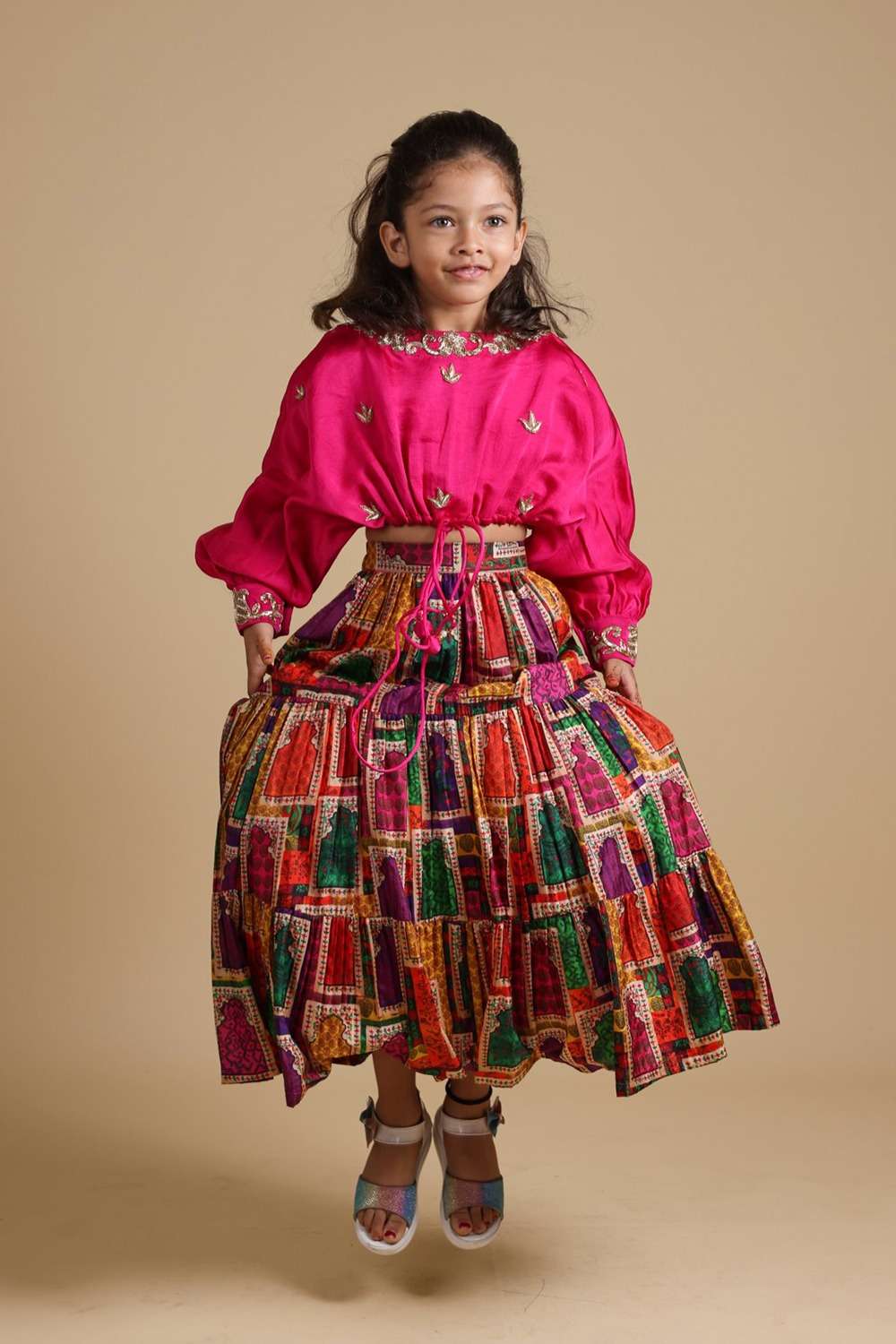 Hand-Embroidered Jharokha Print Twinning Set for Mom + Father + Daughter image 19