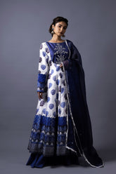 Hand Embroidered Kalidar Anarkali With Sharara And Dupatta image 0