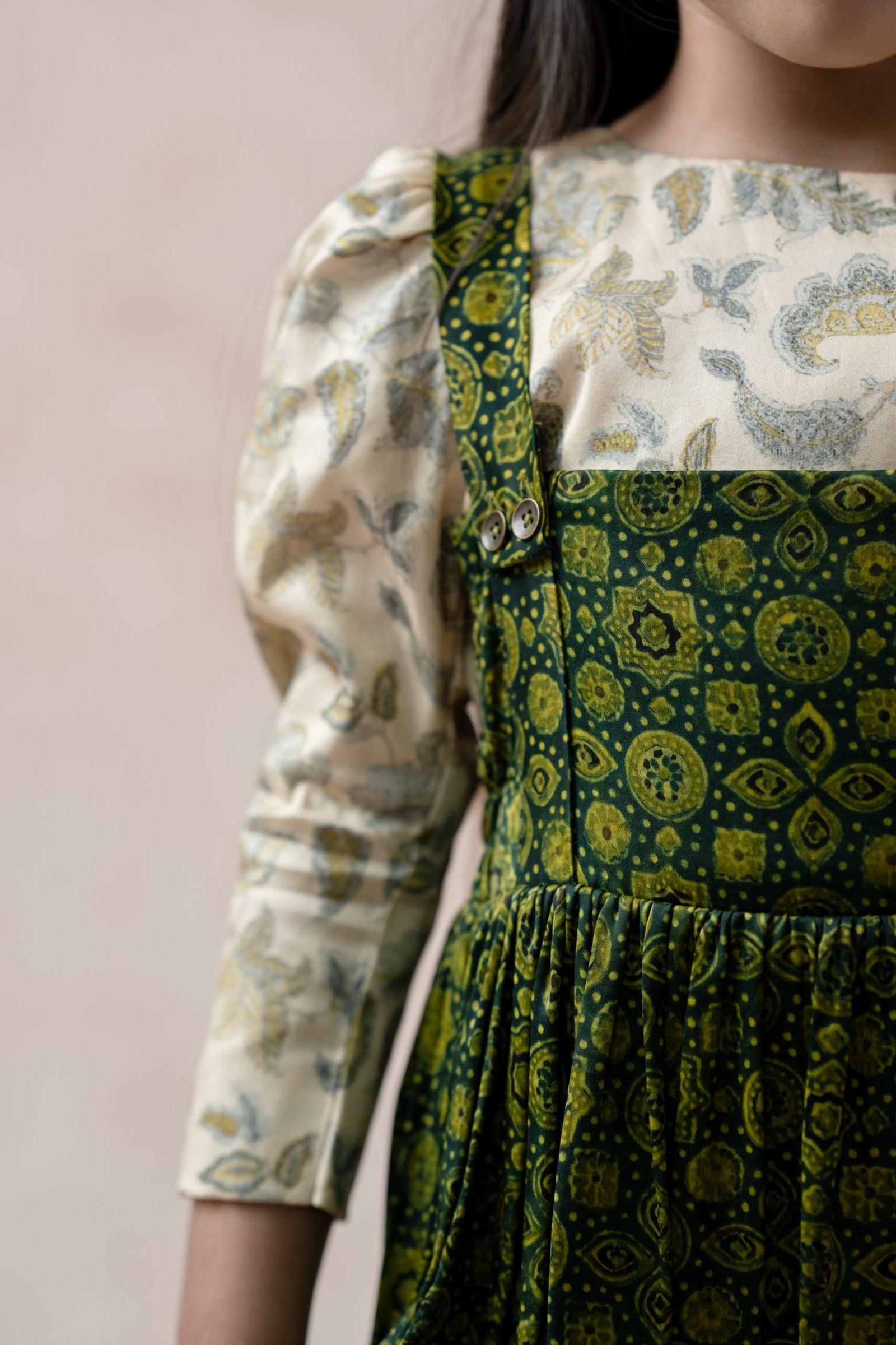 Ajrakh print frock with crop top image 5