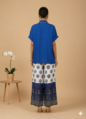 Hand Embroidered Flared Pants With logo shirt