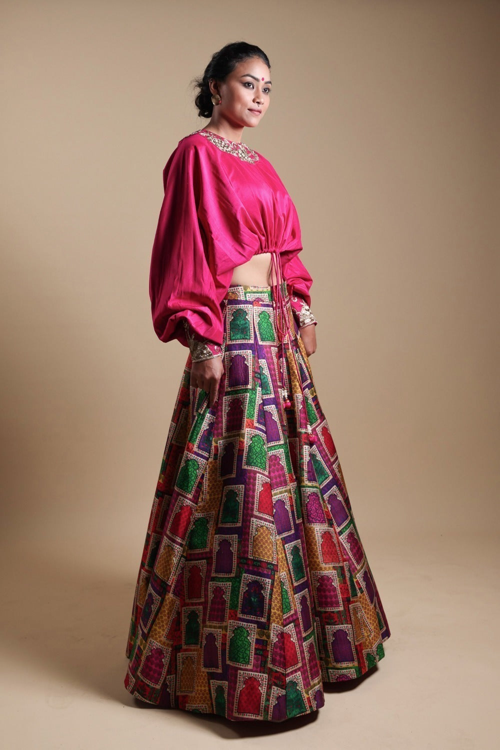 Hand-Embroidered Blouse With Lehenga image 3