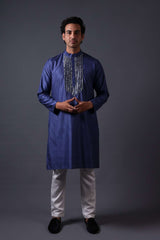 Neeli buti Hand Embroidered twinning set for Mom + Father  + Daughter + Son image 1