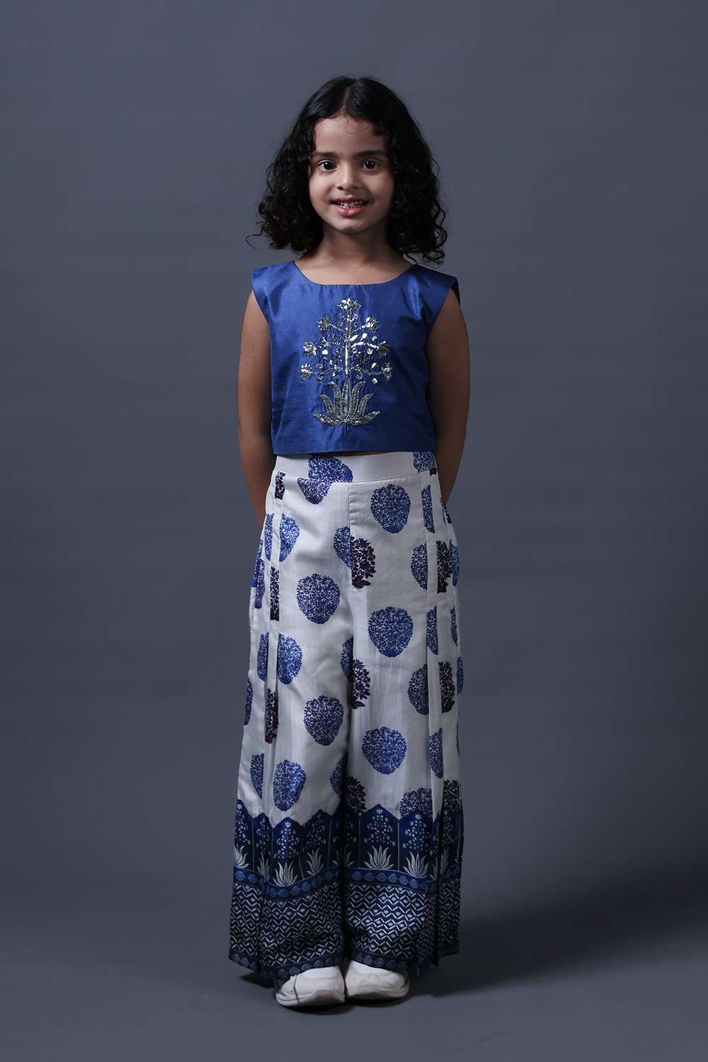 Neeli buti Hand Embroidered twinning set for Mom + Daughter + Son image 10