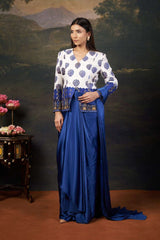 Celebrity Sapna Choudhary in Hand Embroidered Coat With Pre-Draped Saree image 1