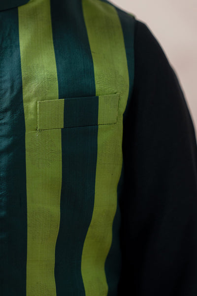 Tanchoi silk Nehru jacket with kurta, pyjama image 3