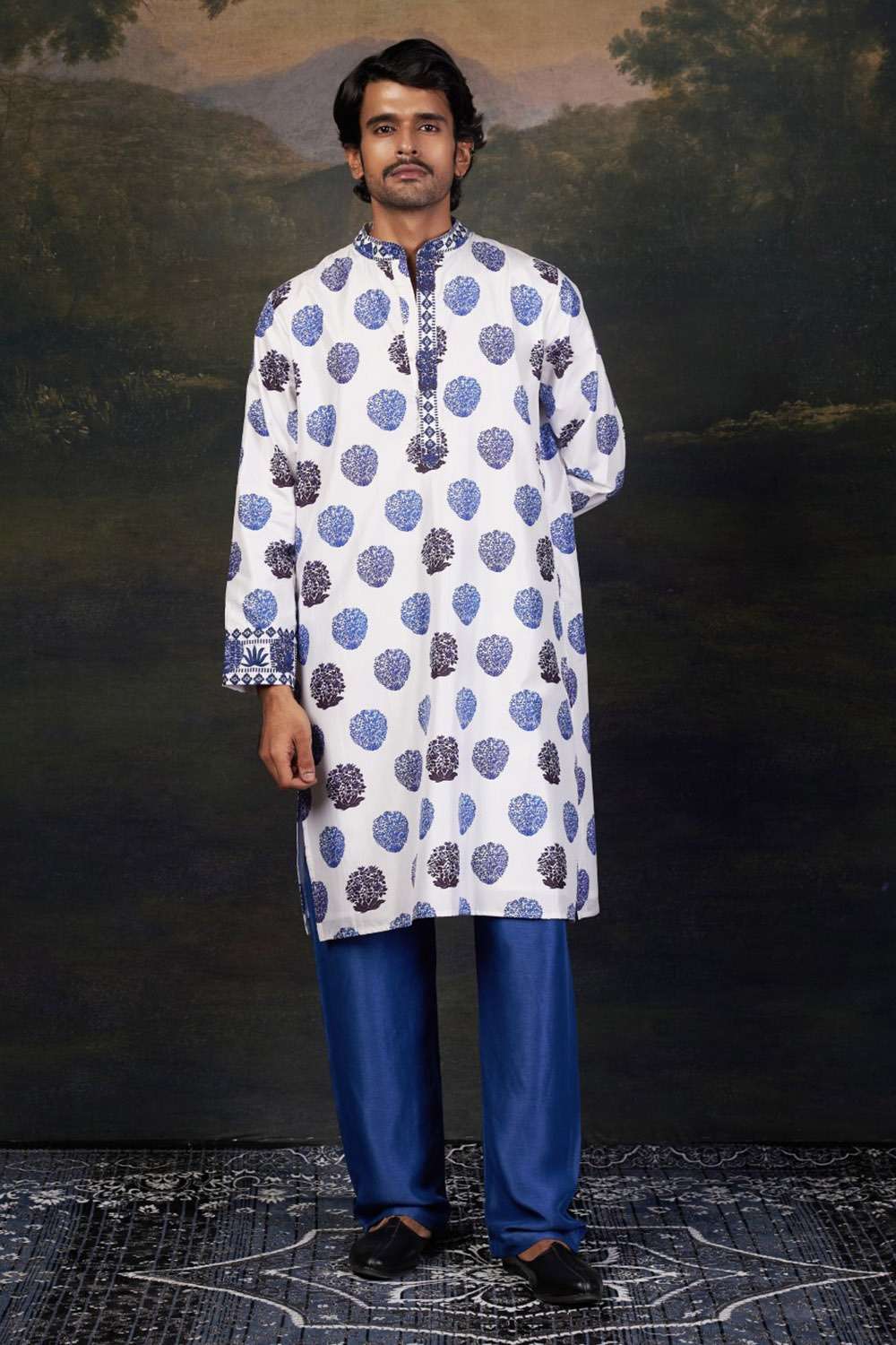 Buti Print Nehru Jacket with Kurta & Pyjama image 2