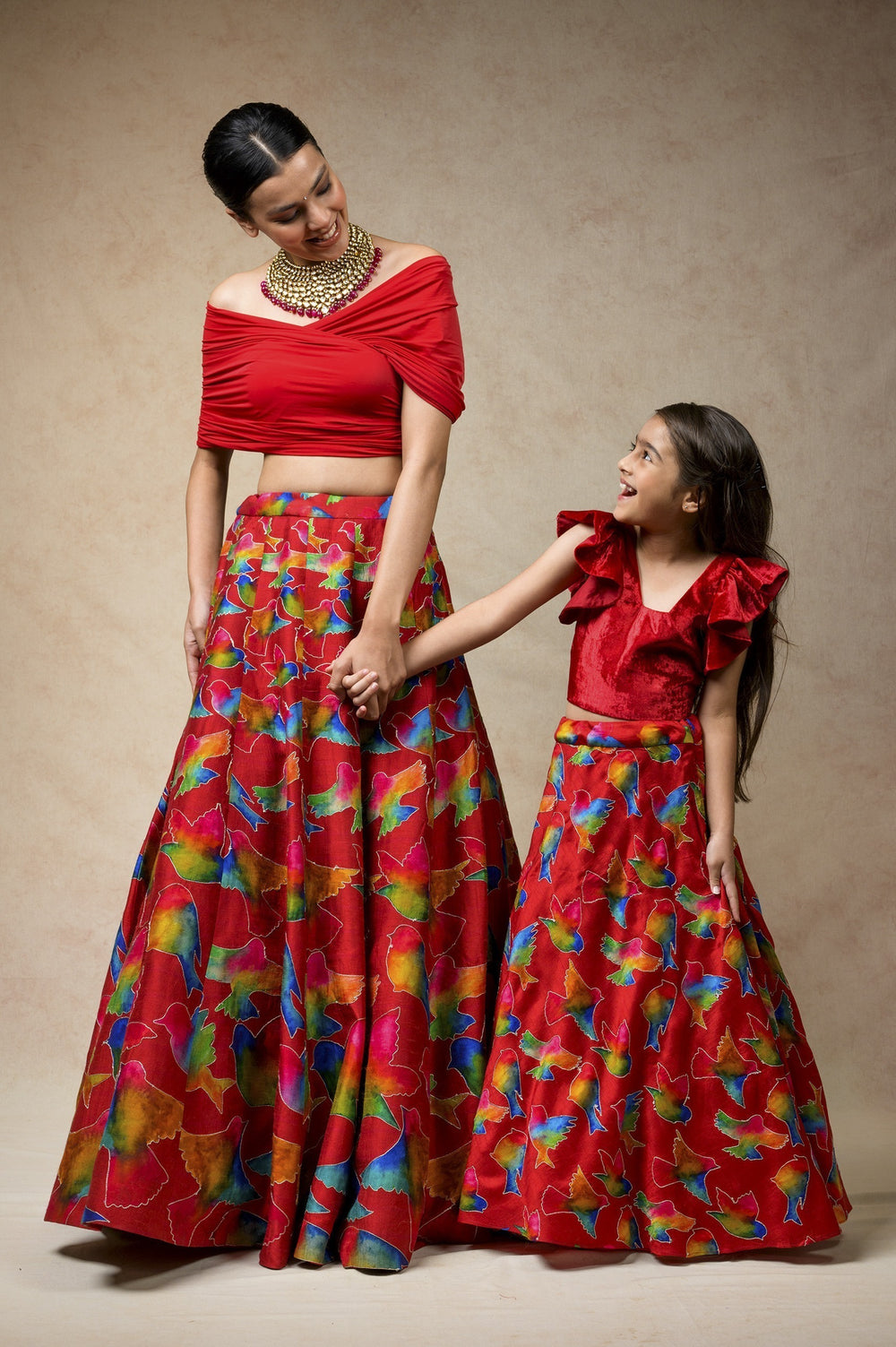 Hand Embroidered birds print twinning set for Sister + Brother image 21