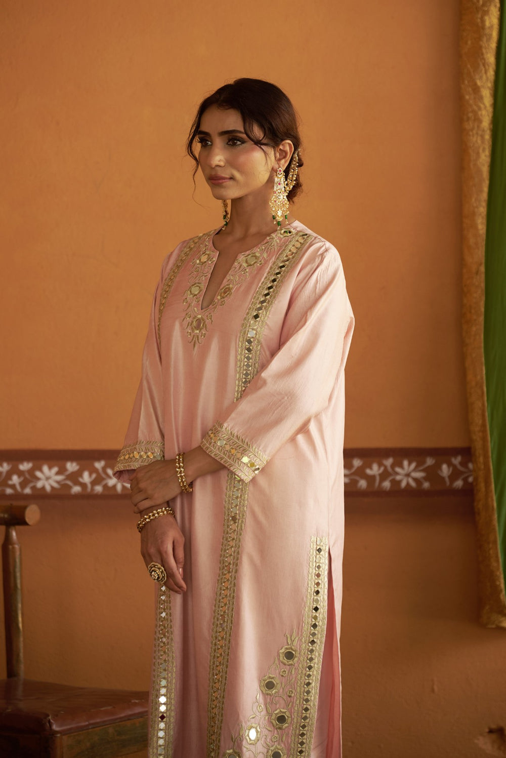 Mirror work jari princess line kurta set image 5