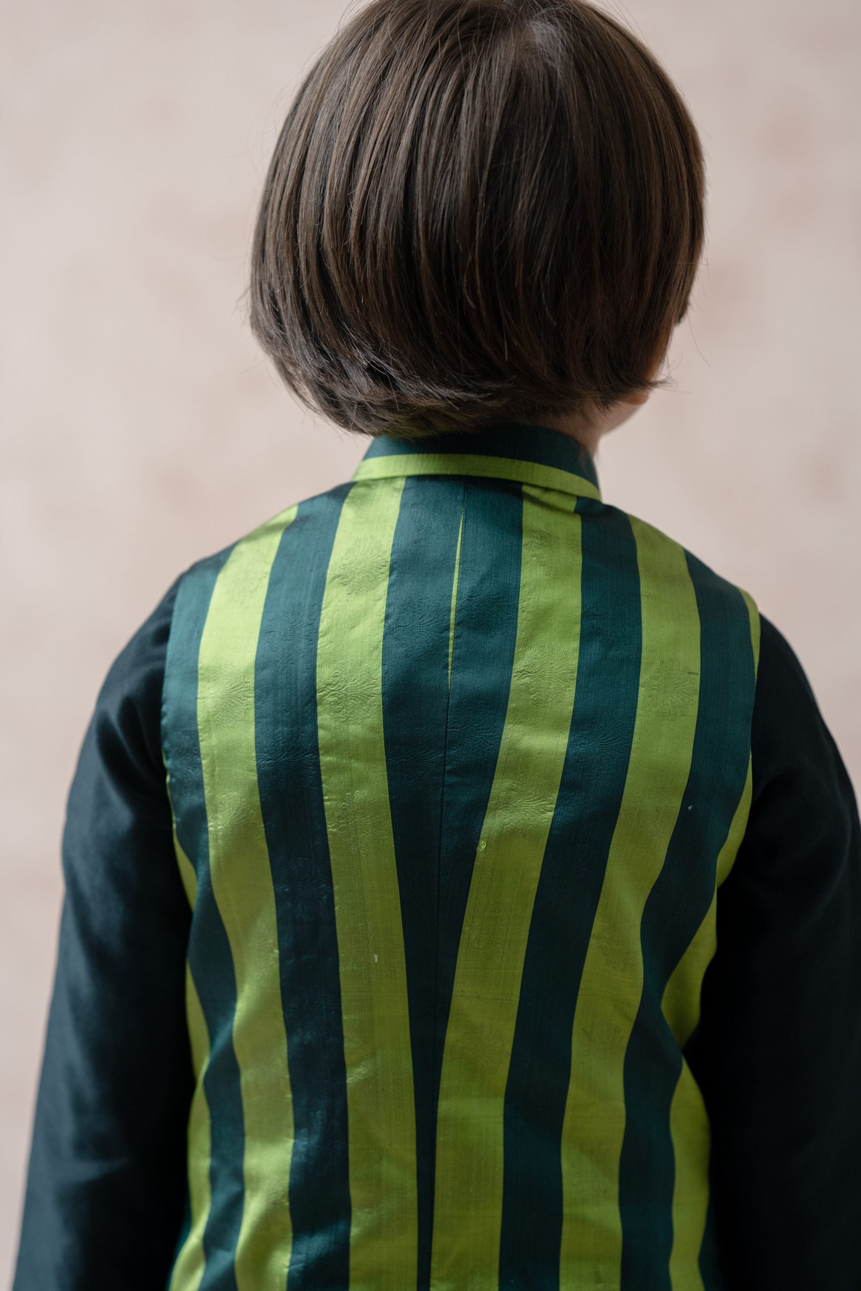 Tanchoi silk Nehru jacket with kurta, pyjama image 4