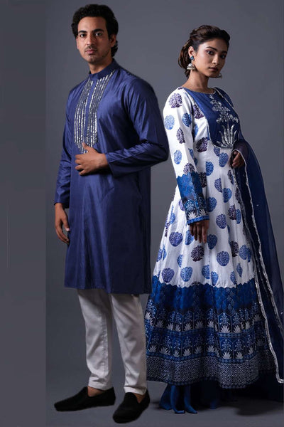 Neeli buti Hand Embroidered twinning set for Men + Women image 0
