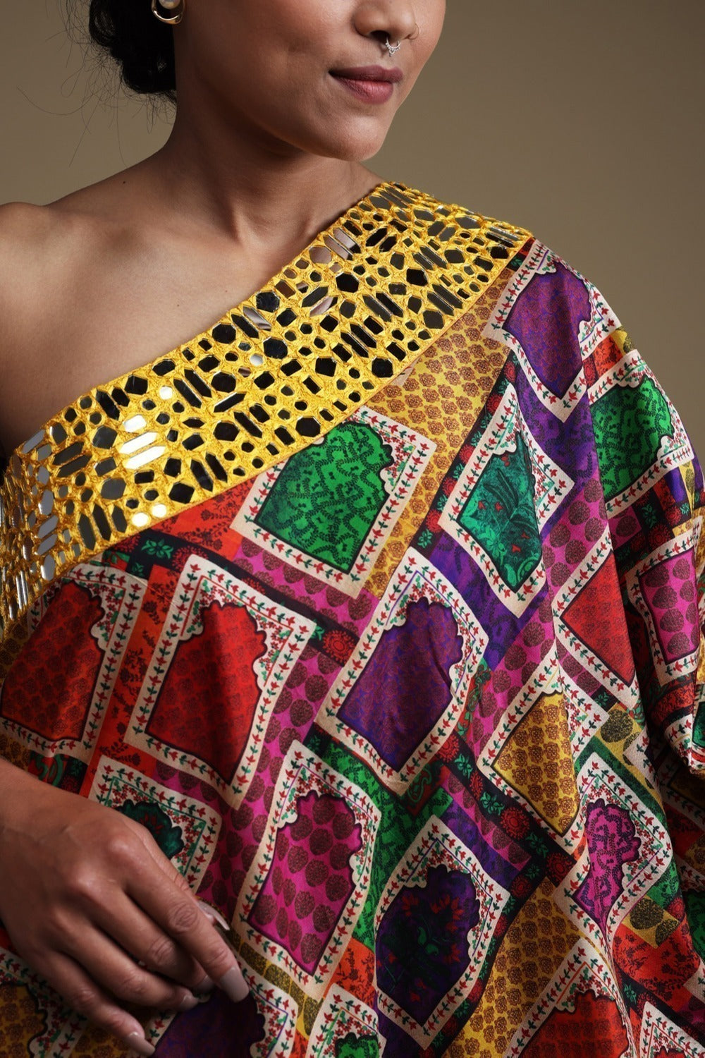 Actor Kishori Shahane (Kaku) in our Hand Embroidered Off Shoulder With Sharara image 6