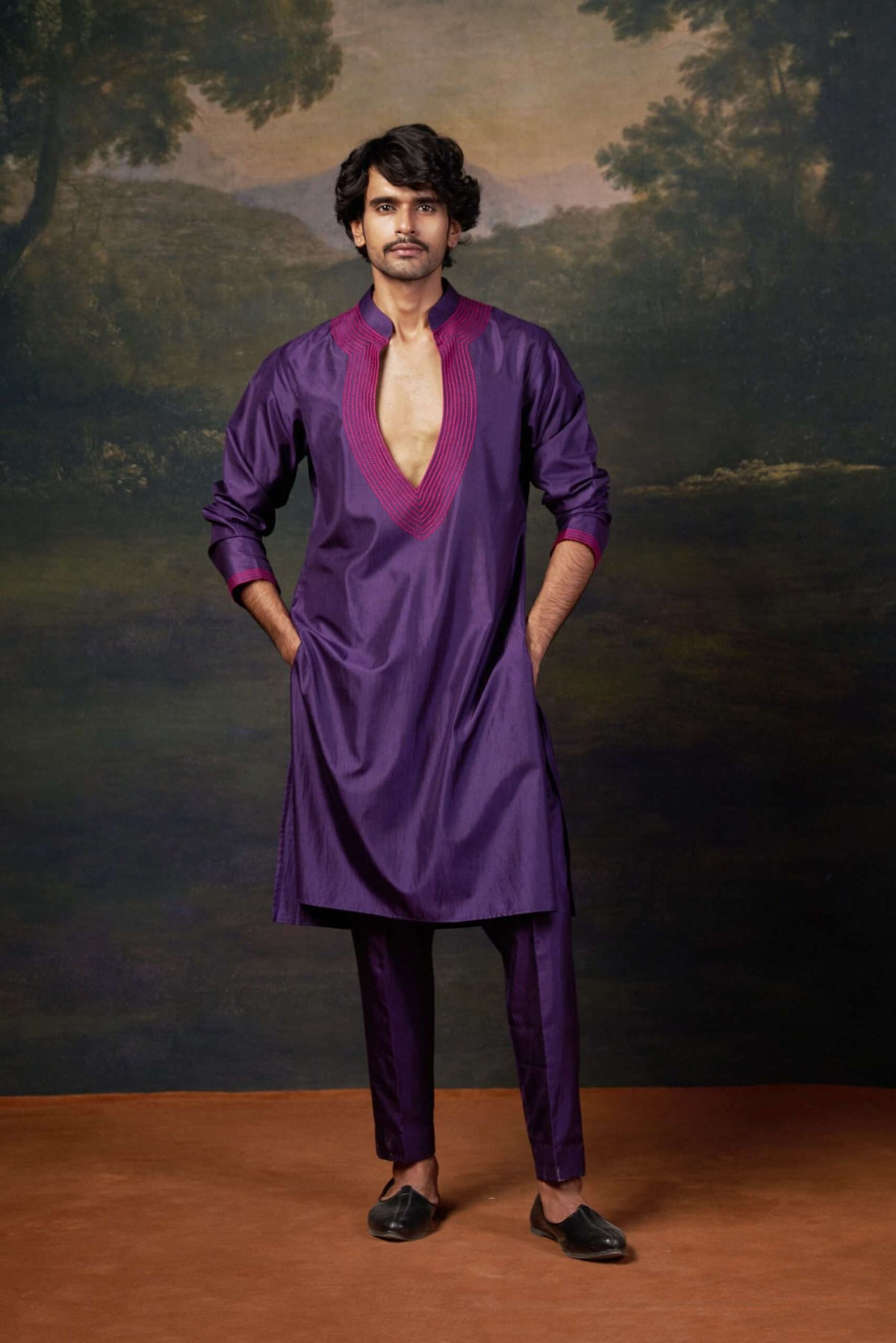 Thread Work Kurta Pyjama Set image 0