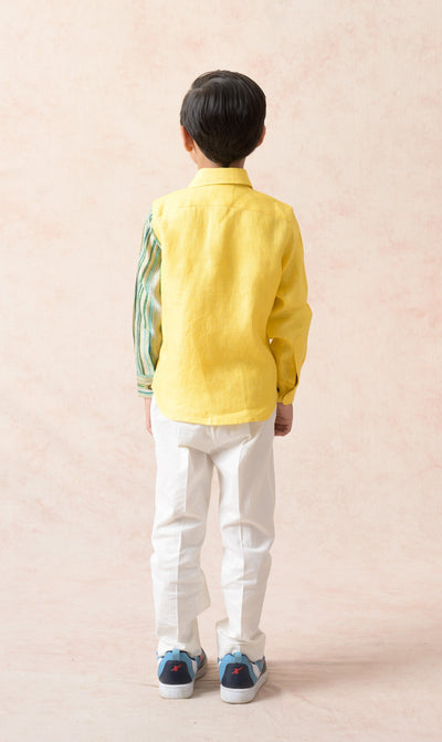 Linen panel stripes shirt image 4