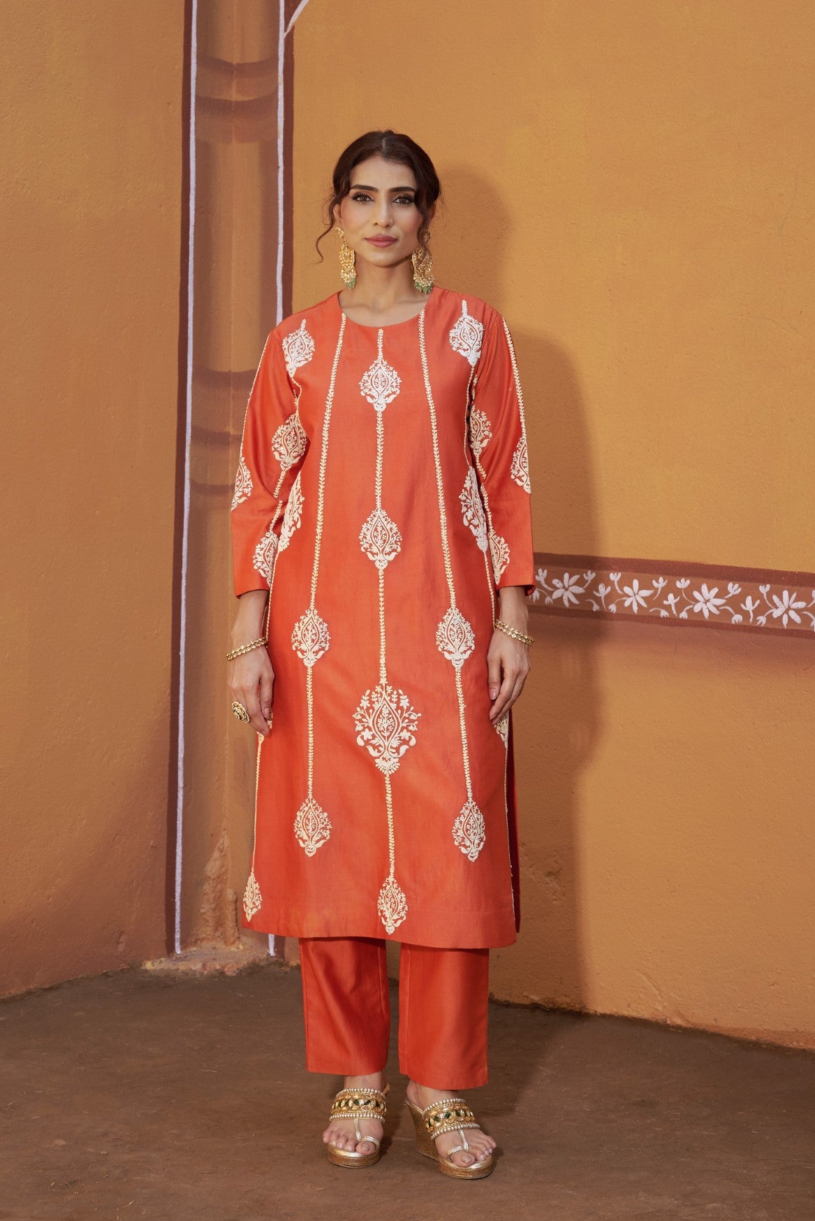Dori Embroidery work A line kurta set image 4