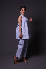 Blue and White Stripes Coord Set with Embroidery image 2