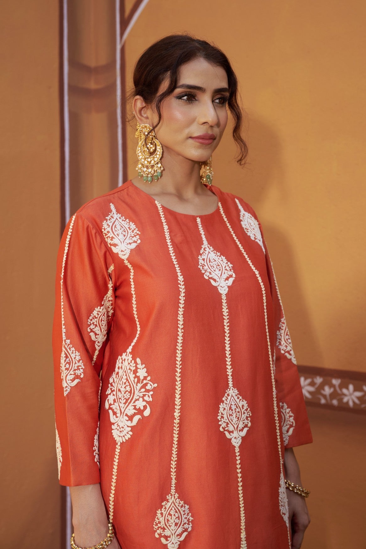 Dori Embroidery work A line kurta set image 1