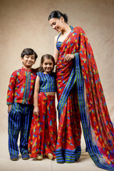 Birds print hand embroidered twinning set for Mom + Daughter + Son image 0