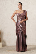 Masoom embroidered corset blouse with Metallic Pre-Draped Saree