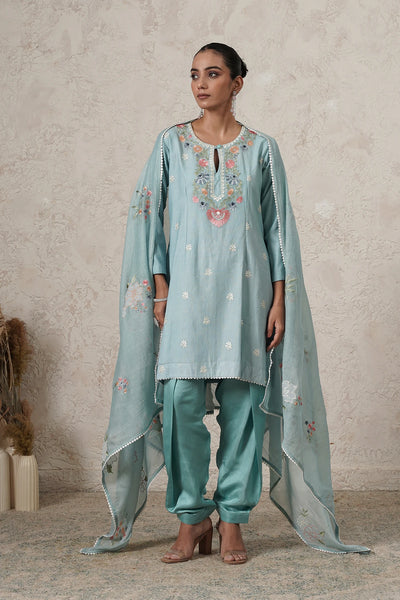 Aasmani Hand-Embroidered Kurta Set
