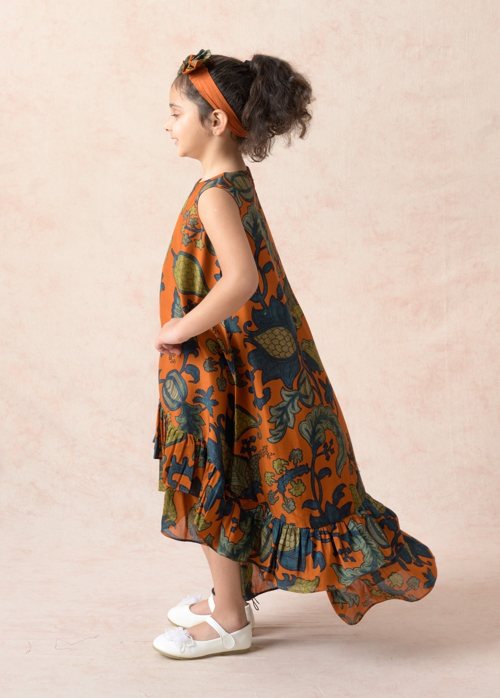Squash color silk sibling set for Sister + Brother image 3