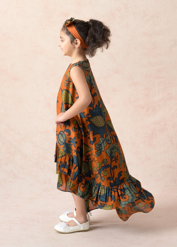 Squash color silk sibling set for Sister + Brother image 3