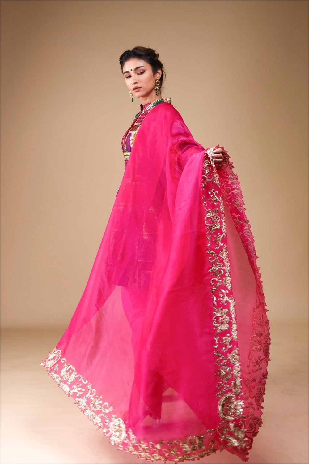 Kalidar Kurti With Tulip Pants And Heavy Hand-Embroidered Zardosi Work Dupatta image 8