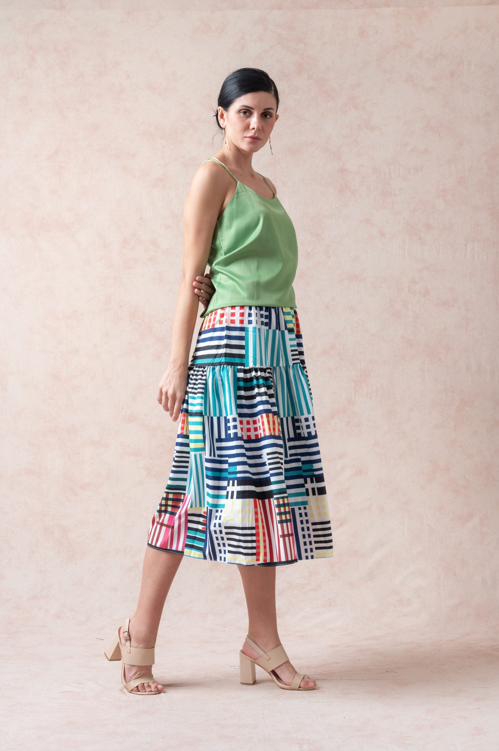 Multi-Color Stripe Maxi Skirt image 3