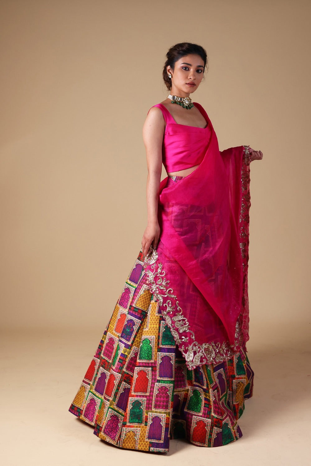 Mitali Nag Hand-Embroidered Zardosi Work Dupatta With Lehenga And Blouse image 6